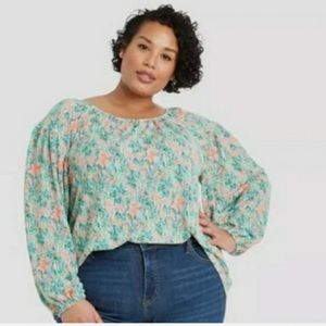 Ava & Viv women's Multicolor Casual Fit Below Hip Long Sleeve pullover Crew Neck